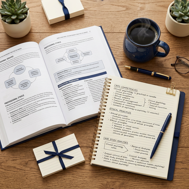 CRPO Exam Prep Course — study materials on a desk